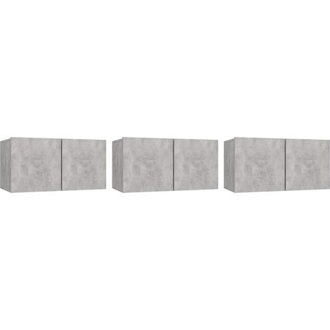 Maison Exclusive - TV-Hängeschränke 3 Stk. Betongrau 60x30x30 cm