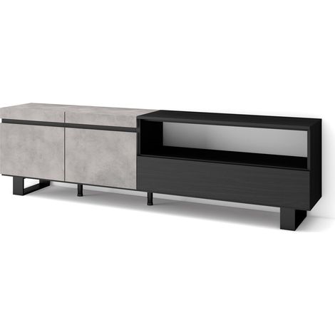 Skraut Home - TV-Schrank, Lowboard, für Wohnzimmer und Esszimmer, 200x57x35cm, Für TV-Geräte bis zu 80", Industriedesign, Moderner Stil, Zementgrau (1/5)