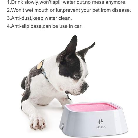 Gamelle Flottante Pour Animal Domestique - Fontaine À Eau Lente - Sans Déversement - Anti-Débordement, Anti-Étouffement - Gamelle Automatique - Rose (1/5)