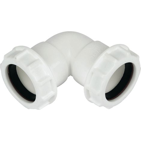 FloPlast 40mm Compression Waste 90° Bend - White Polypropylene (1/2)
