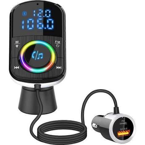 QC3.0 PD Kfz-Ladegerät, FM-Transmitter, MP3-Player mit Ambientebeleuchtung, Kfz-Kit (1/5)