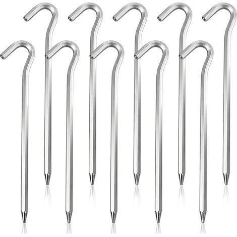 10 Pièces Sardines De Fixation, Piquets De Tente En Aluminium Robustes Pour Sols Durs Et Normaux, Idéaux Pour Camping, Jardin, Pêche Et Montage De Tente (1/5)