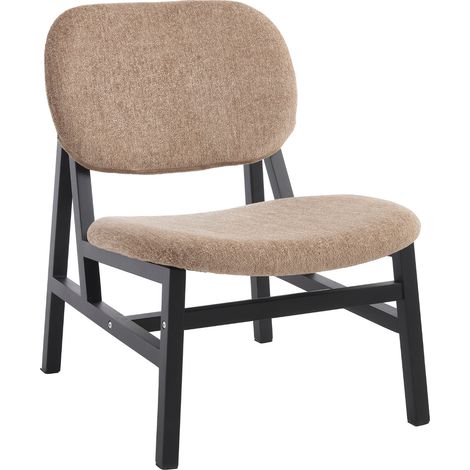 Wahson Fauteuil de Salon en Chenille, Fauteuil Scandinave avec Cadre en Bois Massif Chaise d'appoint Confortable pour Salon Chambre, Marron