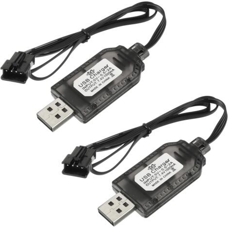 2 pièces 7.4V USB Chargeur Câble RC avec Connecteur SM-4P Plug pour 2S 7.4V LiPo Batterie, Compatible avec Voiture RC, Bateau RC, Drone RC, Avions RC et Autres Jouets Télécommandés (1/5)