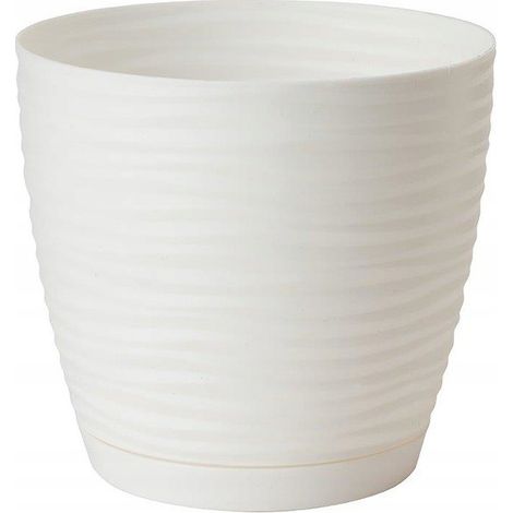 Sahara Petit 17 Blumentopf mit Untersetzer, weiß, FORM-KUNSTSTOFF