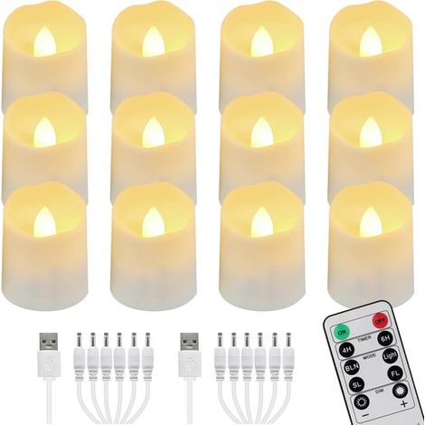 Velas LED recargables - Temporizador - Regulables - Juego de 12 (1/5)
