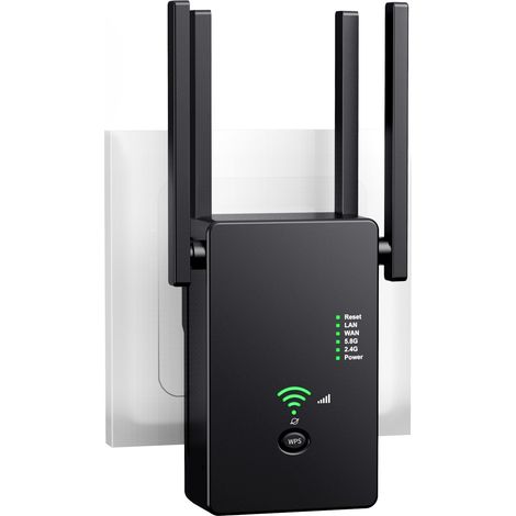 Répéteur Wi-Fi - Double Bande 2,4 GHz et 5,8 GHz - Débit Total 1200 Mbit/s - Pour Maison - 1 Pièce (1/5)