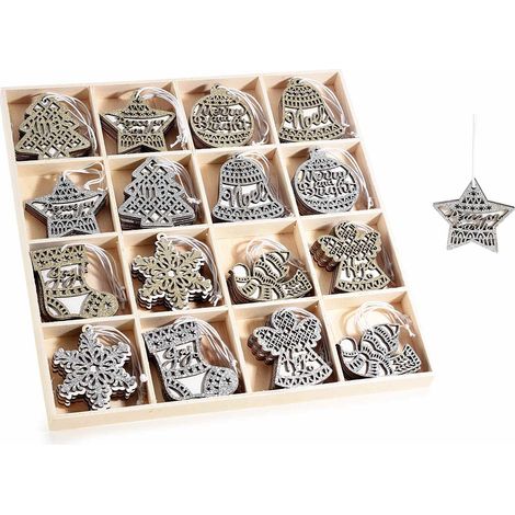 Set 48 Decorazioni Natalizie da Appendere in Legno per Albero di Natale Addobbi Natalizi in Legno Idea Regalo (1/4)