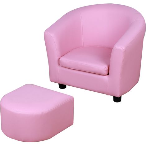 Kids Toddler Sofa Children's Armchair Footstool Thick Padding, Anti-skid Foot Pads, 30 x 28 x 21cm, Pink (1/5)
