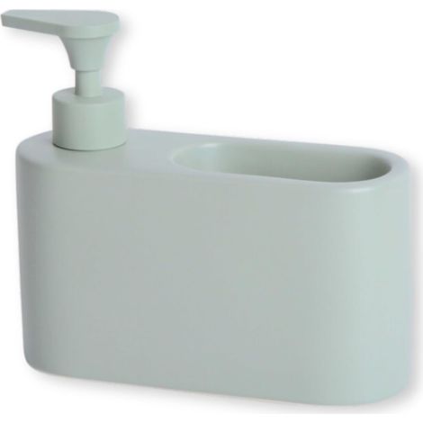 1 - Distributeur Liquide Vaisselle - Porte Eponge Cuisine - Céramique Vert Sauge - Pour Évier Salle De Bain - 18x6x15,8cm