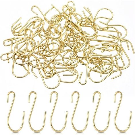 60 petits crochets en forme de S en acier inoxydable doré, pour DIY, artisanat, bijoux. (1/5)