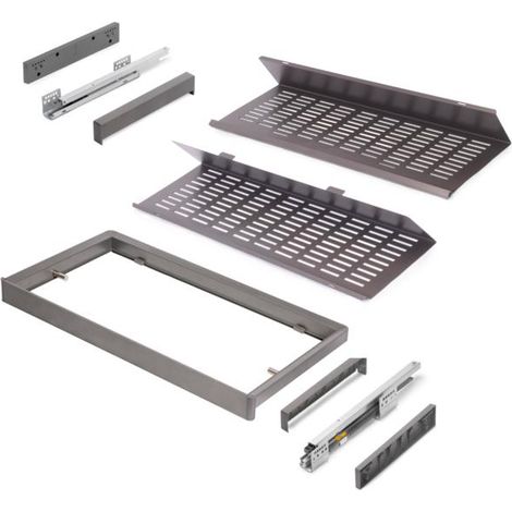 Emuca Kit de tiroir standard fini titane extractible