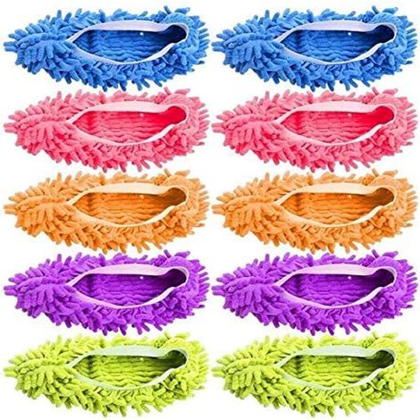Paar (10 Stück) Reinigungspantoffeln – Mikrofaser-Reinigungsschuhe für Zuhause, Zubehör für die Bodenreinigung, Schuhüberzüge, weich, waschbar, wiederverwendbar, Mikrofasersocken, Zubehör für die Bode
