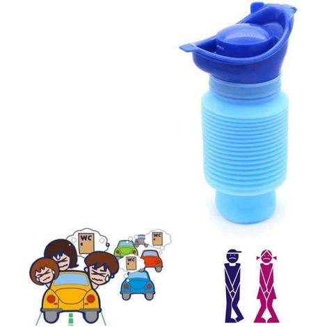 Urinoir portable - Non spécifié - Mini toilette - Capacité 750 mL - Couleur bleue - Design rétractable (1/4)