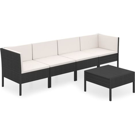 Maison Exclusive - Set Divani da Giardino 5 pz con Cuscini in Polyrattan Nero (1/5)