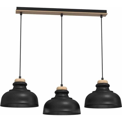 Suspension Asmund noire/bois 3xE27 IP20 Milagro MLP8298 (1/5)