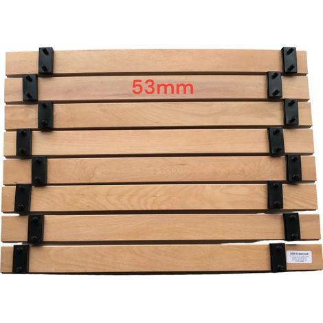 Lot de 8 Lattes de 61cm (610mm) Largeur 53mm ép 8mm 7 Plis avec 16 Embouts pour clic clac bz lit, latte de lit,  SCM Créations (1/5)