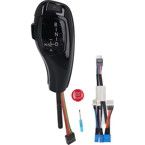 Kit de reparación de pomo de palanca de cambios LED para el eje delantero con botón de arranque/parada del motor para E61, E60 y E46 (volante a la izquierda), negro brillante (1/5)