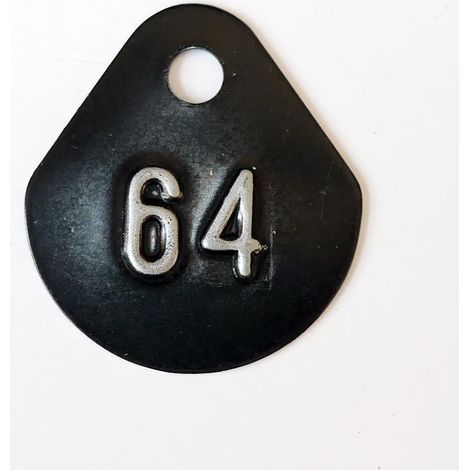 Chiffre goutte d'eau fond noir (à l'unité) estampé "64" en relief blanc hauteur d'écriture 11mm DERANCOURT