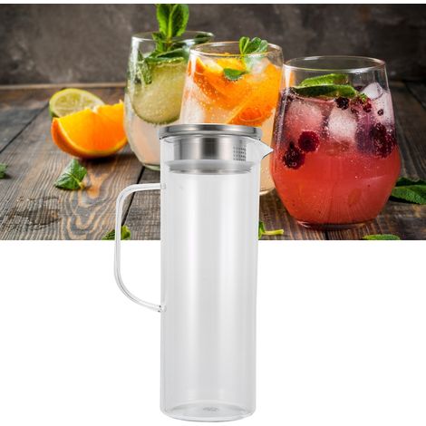 Bouteille d'eau froide de 1100 ml, pichet transparent avec couvercle en acier inoxydable pour usage domestique. (1/5)