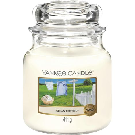 bougie jarre parfumée moyenne taille Coton fraichement lavé jusqu’à 75 heures de combustion (1/5)