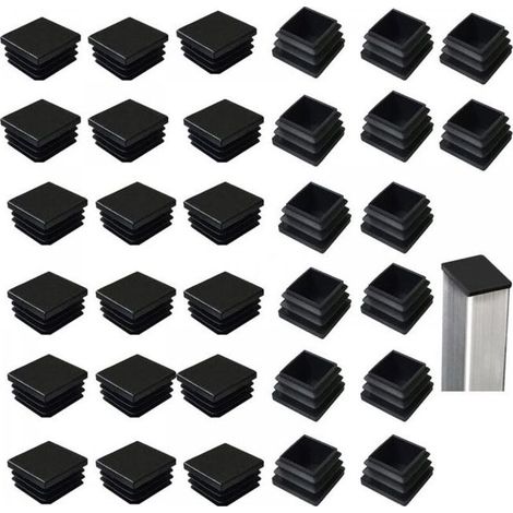 Bouchons pour tubes carrés 40x40 mm - 32 pièces en plastique noir, pour meubles métalliques, chaises, tables, canapés et produits (1/5)