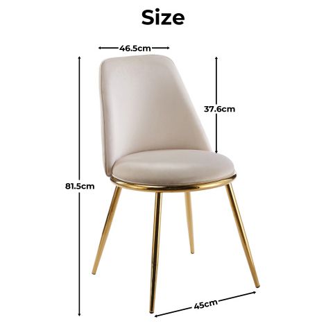 Chaise de salle à manger moderne crème et blanche — Pieds en métal plaqué or, revêtement en velours (1/4)