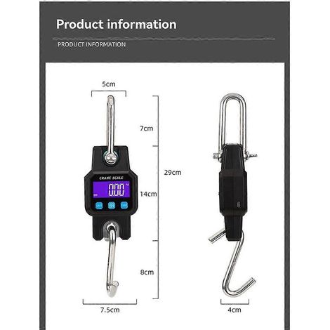 Balance électronique portable C06 pour grue, 300 kg/50 g, rechargeable, à suspendre, noir et orange parfait-AquaForge