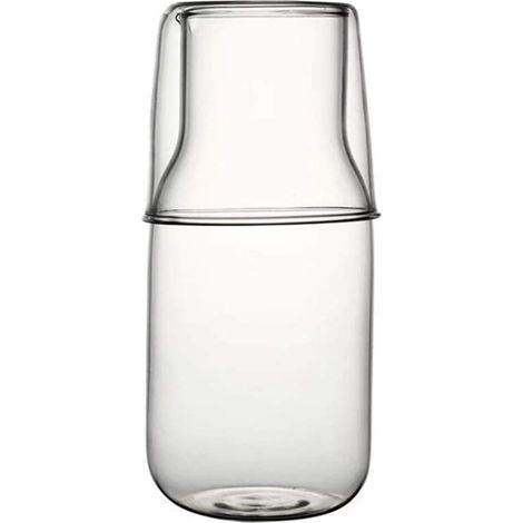 Carafe En Verre - 450 Ml - Avec Verre Tumbler - Pour Table De Chevet Ou Salle De Bain - 1 Pièce (1/5)