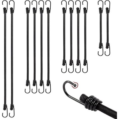 Spanngummis mit Haken, 12 Stück, verschiedene Längen, robust und langlebig