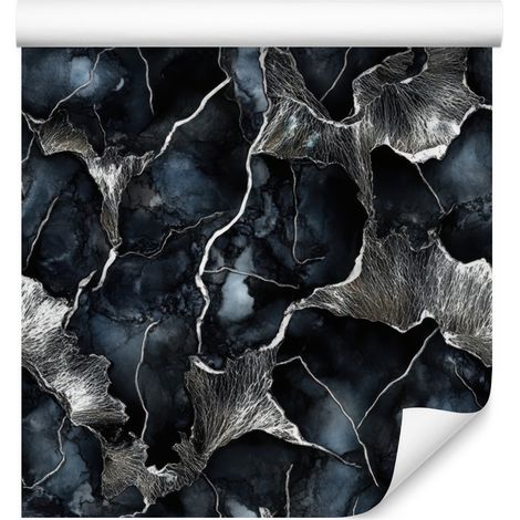Papier peint encre bleu marine, graphite, noir et gris 50x1000 cm (1/5)