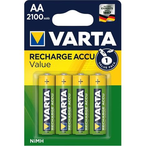 Batteria ricaricabile Varta accumulatore aa - lr06 2100ma blister 4 unità ø14,5x50,5mm (1/6)