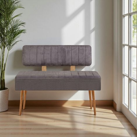 Banc d'entrée avec rangement - tissu anthracite JENA (1/5)