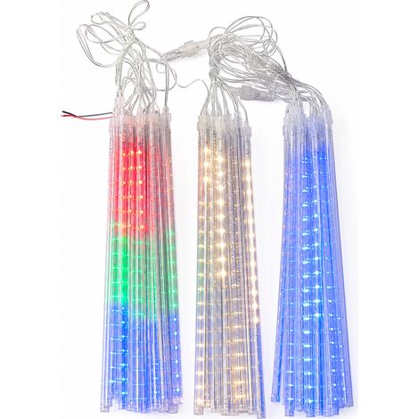 Guirlande LED Pluie de Météores Verte, 10 Tubes Connectables sur Secteur, Décoration Étanche pour Arbre Extérieur (1/5)