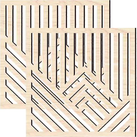 Lot de 2 panneaux décoratifs muraux en bois représentant des montagnes. Panneaux en bois ajourés en forme de montagne.-30x30x0.5cm