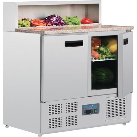 Saladette Réfrigérée Compacte - 2 Portes Plan de Travail en Marbre - Polar