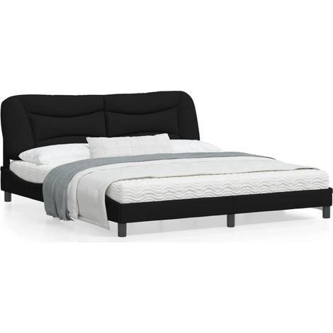 Cadre de lit avec tête de lit Noir 180x200 Tissu (1/5)
