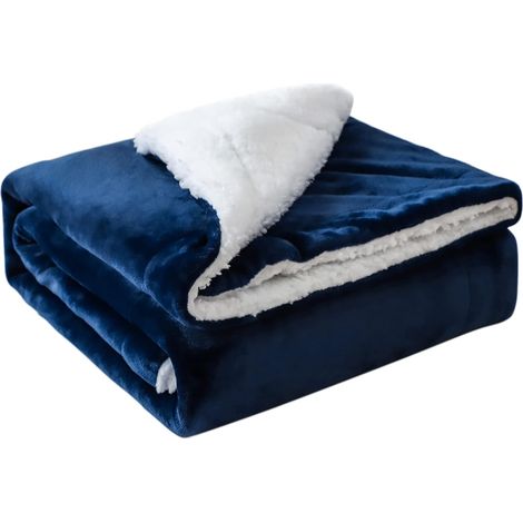 JOTOM Coperta Morbida Peluche Pile Regalo Blu Navy 130x160 cm (1/5)