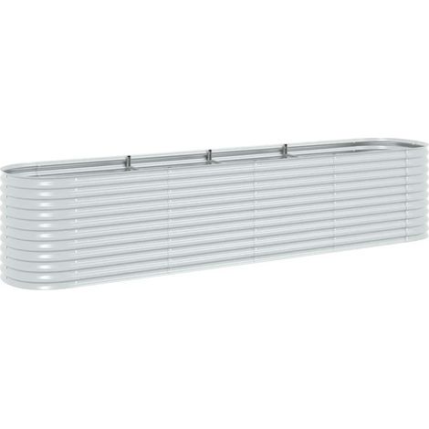 vidaXL Garden Raised Bed 400x80x81 cm Galvanised Steel Silver