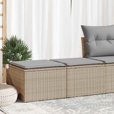 Salon de jardin avec coussins 2 pcs beige résine tressée acacia (1/5)