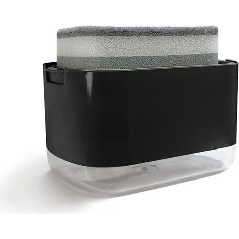 Dispensador de jabón para platos con soporte para esponja, dispensador de jabón de 300 ml para fregadero de cocina, encimera, una mano (1/5)
