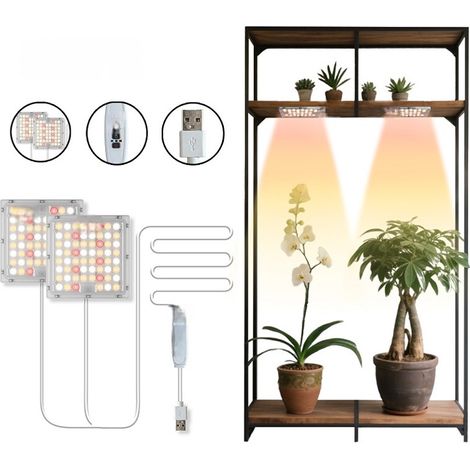 Plafonnier à double tête LED pour la croissance des plantes - Spectre complet avec minuterie pour une croissance optimale des plantes-AquaForge (1/4)