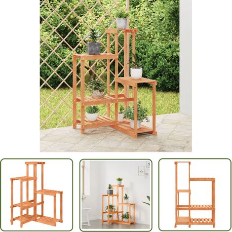 The Living Store Support à fleurs 62,5x61,5x101,5 cm bois massif de sapin - Support Mural Plante - Rangement Plantes - Étagères Murales - Jardinière Murale - Déco Intérieur (1/5)