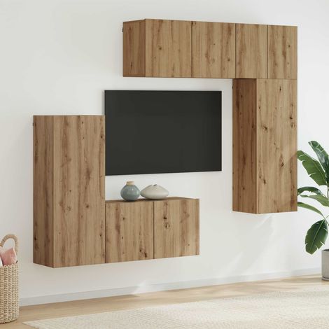 vidaXL Unità TV da Parete 5 pcs Rovere artigianale Legno (1/5)