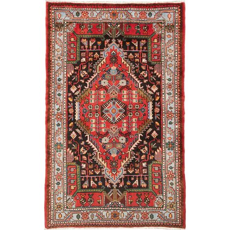 Tapis d'orient 85 x 136 cm, motif oriental, rouge, bleu et noir, noué à la main en laine, authenticité persane (1/5)