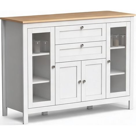 Buffet branco en mDF e Vidro Temperado 120 x 40 x 90 cm (1/5)