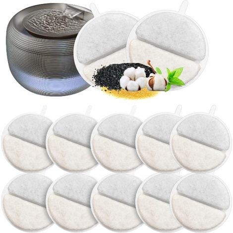 Lot de 12 filtres de rechange pour fontaines à eau pour chats et chiens, filtre à charbon et filtre en mousse (pratique) (1/5)