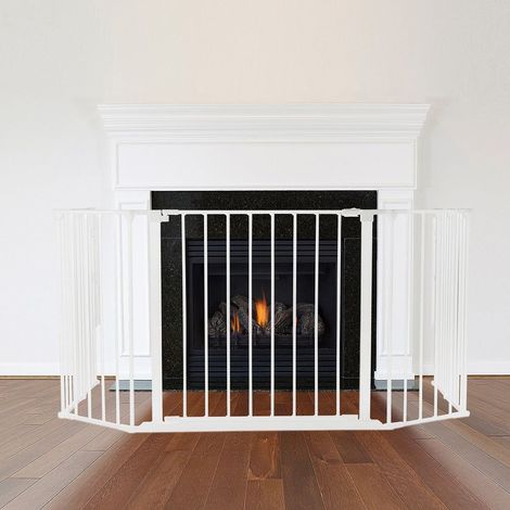 Safetots Multi Panel Fire Surround, 82cm Deep x 104cm Wide, White, 70cm Tall, Child and Pet Safety, Baby and Toddler Fire Guard