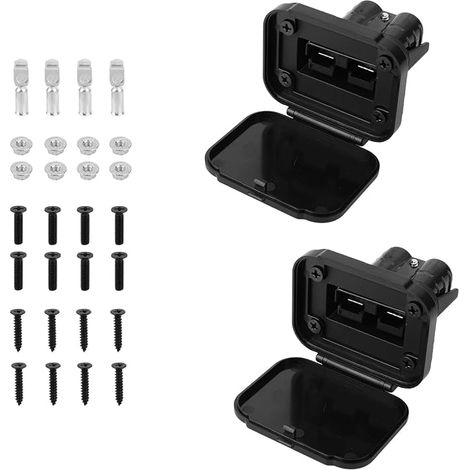 2pcs Connecteurs Rapides 50A avec Support et Capuchon, Calibre 12-6 AWG Déconnexion Rapide de Batterie 12V-36V Prise SB50 Étanche pour Voiture Camping-Car Treuil de Bateau Remorque (Noir) (1/5)