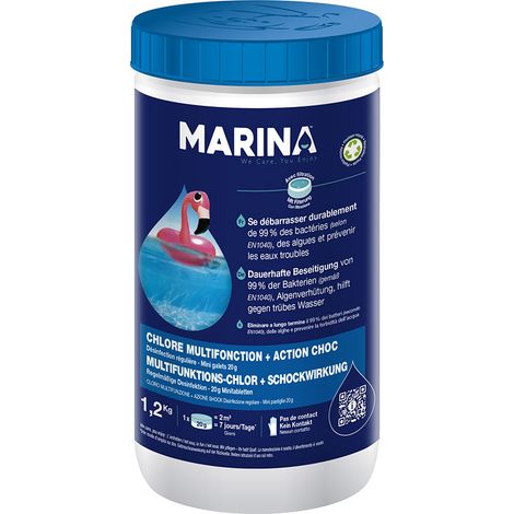 Chlore multifonction + Action choc galets bi-couche 1,2 kg - Marina